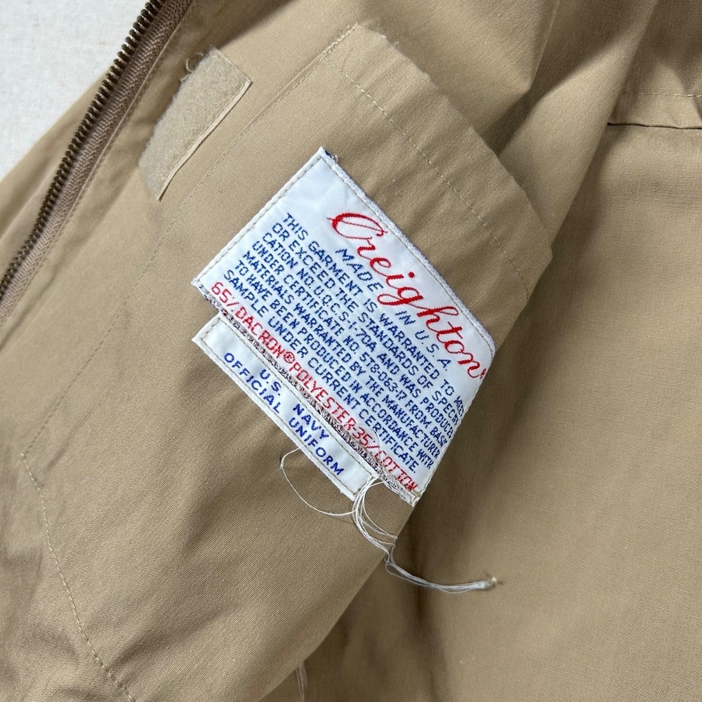 Vintage US Navy Uniform Jacket Mens Medium Short Tan Creighton Harrington USA - Picture 5 of 11